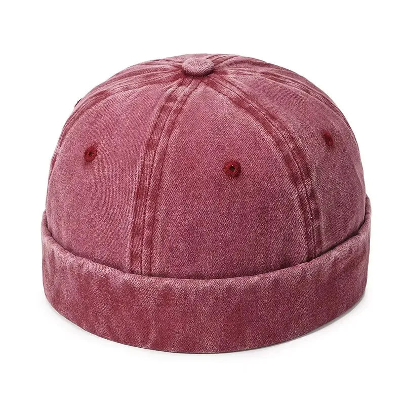 New Women Men Solid Cotton Cap Hat Washed Denim Beanie Hat Spring Autumn Retro Adjustable Docker Sailor Cap Hat For Women Men
