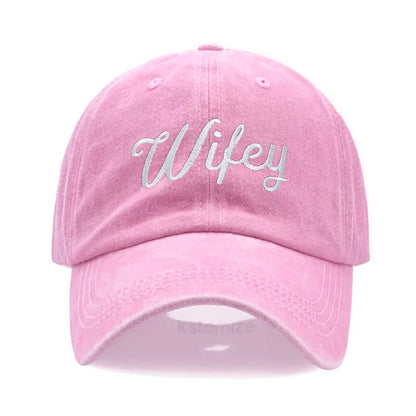 Embroidered Wifey & Hubby Hat Soft Cotton  Adjustable Couple Baseball Cap for Men & Women Wholesale and Dropshipping
