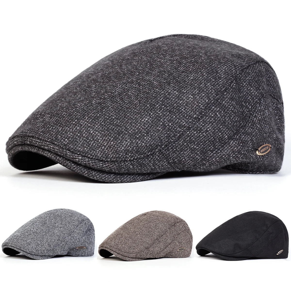 Men LAURENCLAY Letter Label Newsboy Caps British Painters Hats Spring and Autumn Flat Cap Hip Hop Berets