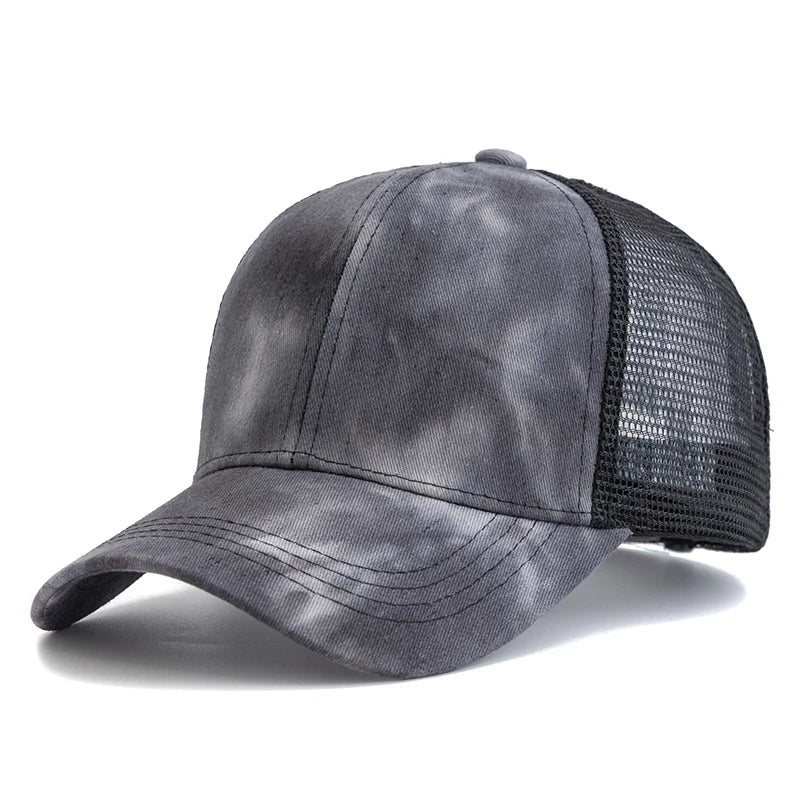 New Women Ponytail Cap Tie Dyeing Design Baseball Cap Female Streetwear Trucker Hats