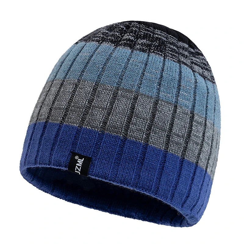 Hot Sale Unisex JZML Letter Label Decor Beanie Hat Casual Colorful Stripes Winter Knitted Hat Daily Life Outdoor Ski Sports Cap