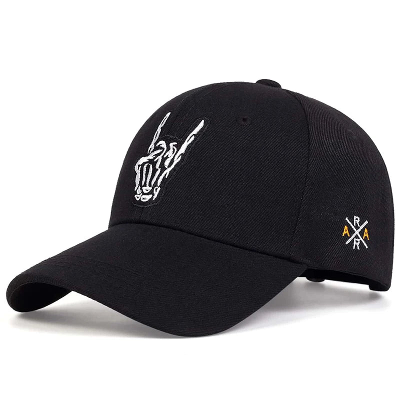 Unisex Skeleton Fingers Embroidery Baseball Caps Spring Autumn Outdoor Adjustable Casual Hats Sunscreen Hat