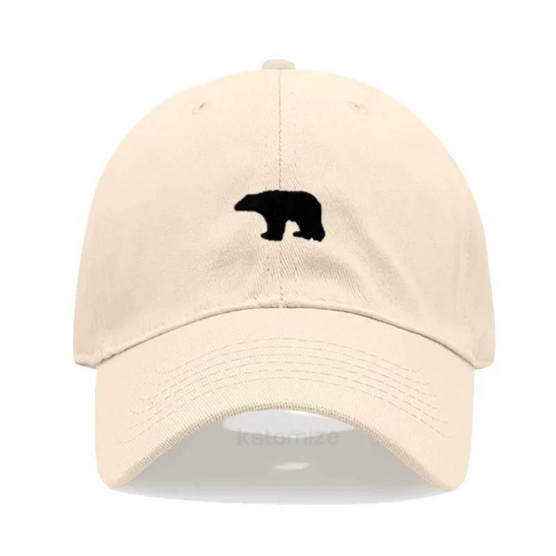 little Bear Embroidery Baseball Cap for Women Men Fashion Adjustable Soft Washed Cotton Dad Hat Unisex Classic Golf Caps