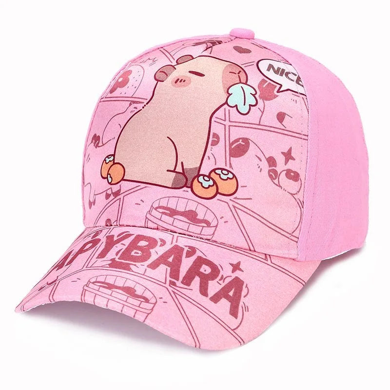 Hot Sale Children's Cartoon Capybara Printed Cap Boys Girls Outdoor Sunshade Cute Capibara Hat Lovely Kids Baseball Cap
