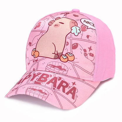 Hot Sale Children's Cartoon Capybara Printed Cap Boys Girls Outdoor Sunshade Cute Capibara Hat Lovely Kids Baseball Cap