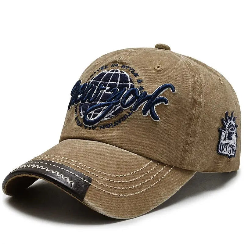 Unisex Washed Cotton Baseball Cap Distressed Korean Style Casual Outdoor Sun Hat