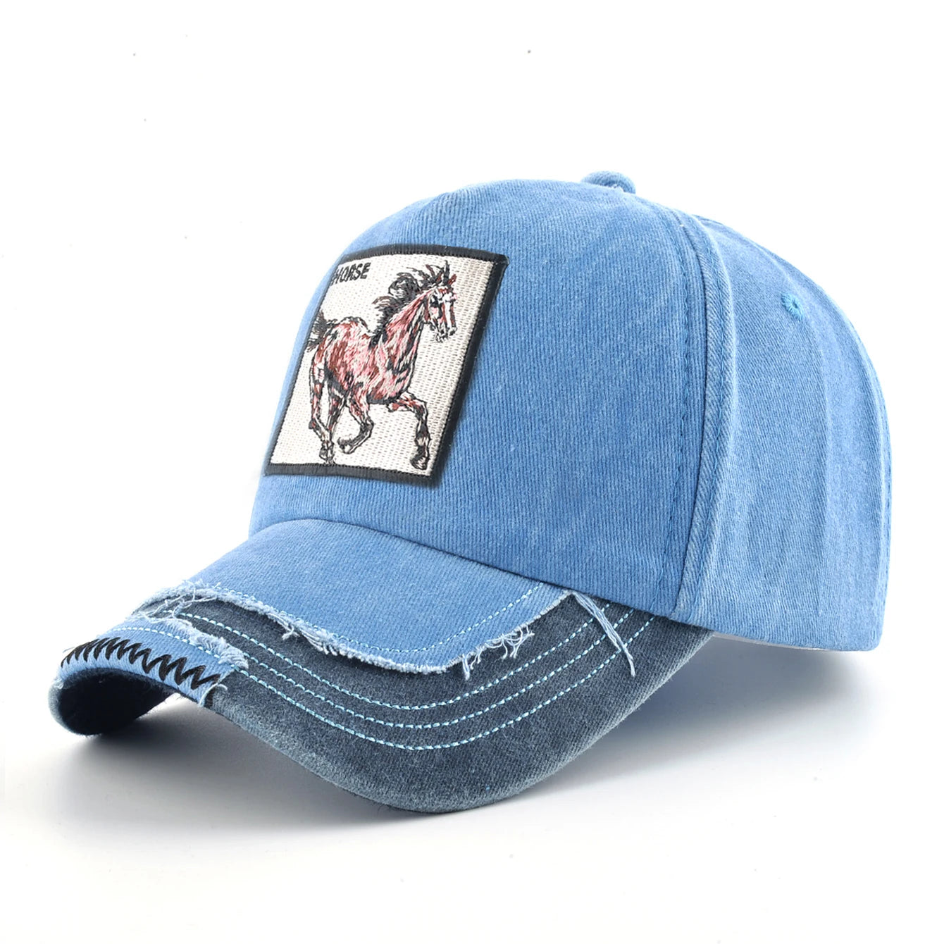 Vintage Denim Baseball Cap With Embroidery Horse Patch Men Snapback Hip Hop Dad Hats Women Four Seasons Adjustable Visor Cap