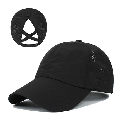 Women’s Ponytail Baseball Cap Mesh Quick Dry Summer Athleisure Sun Visor Hat
