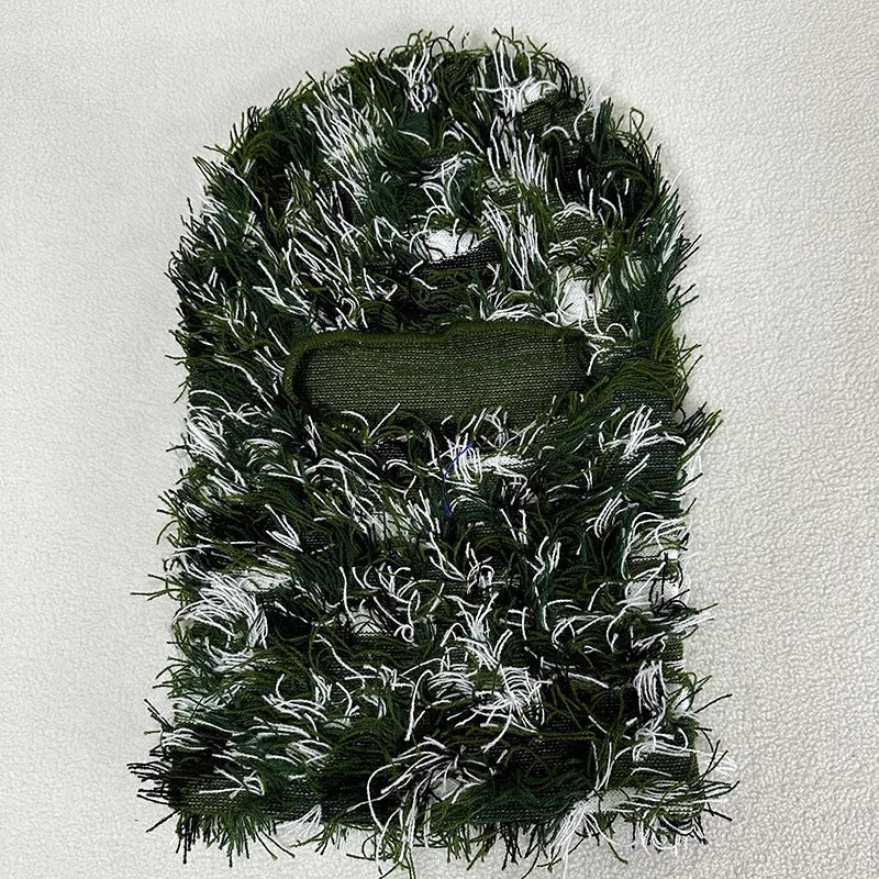 Full Face Cover Ski Mask Hat Balaclava Distressed Knitted Beanie Camouflage Men Hat Women Winter Warm Windproof Bicycle Neck Hat