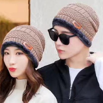 Unisex Winter Knitted Hat – Thick Warm Fleece Neck Beanie, Windproof Cap