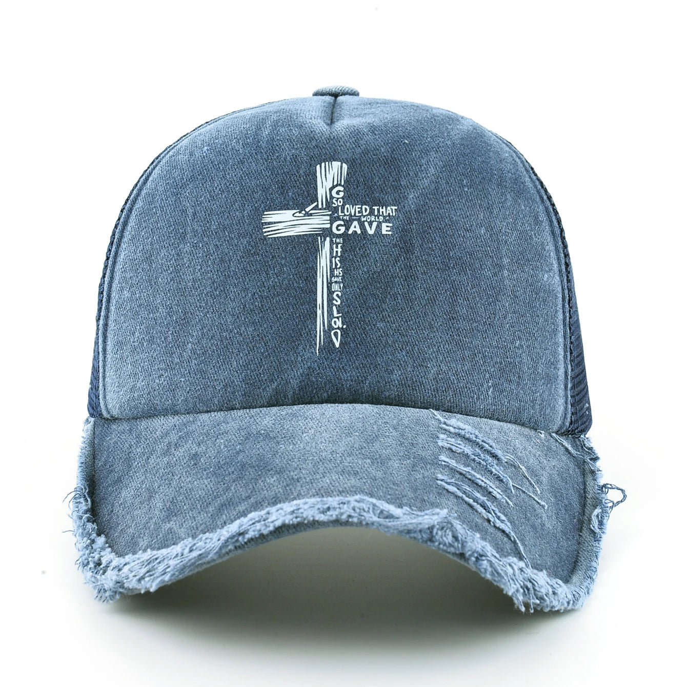 Washed Denim Pink Baseball Cap Women Printing Cross Sun Visor Cap Men Snapback Hip Hop Trucker Cap Breathable Mesh Hat