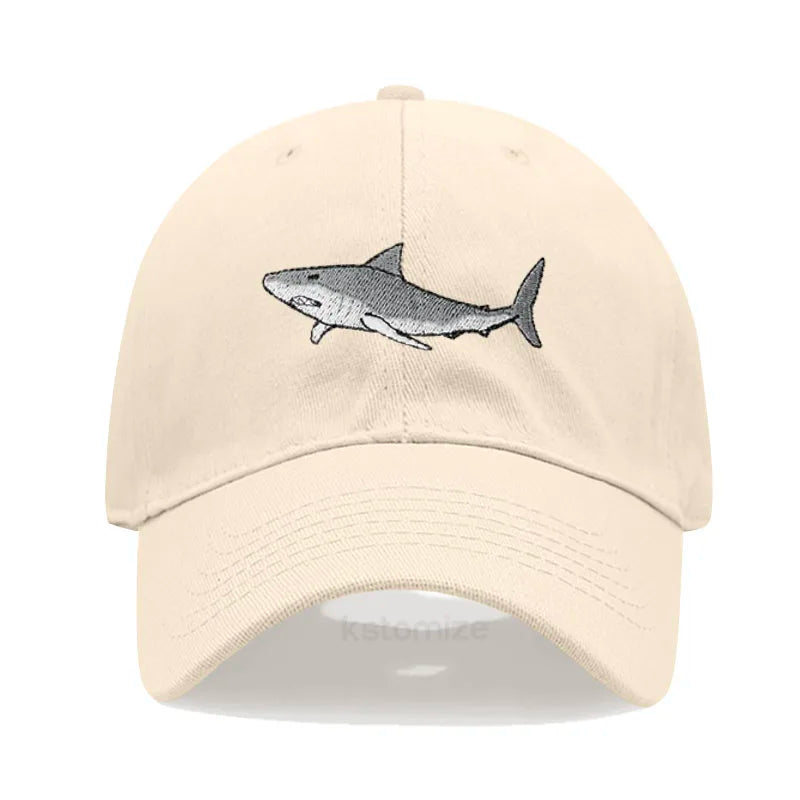 Animal Shark Embroidered Baseball Cap for Women Men Fashion Adjustable Washed Cotton Dad Hat Unisex Classic Golf Caps