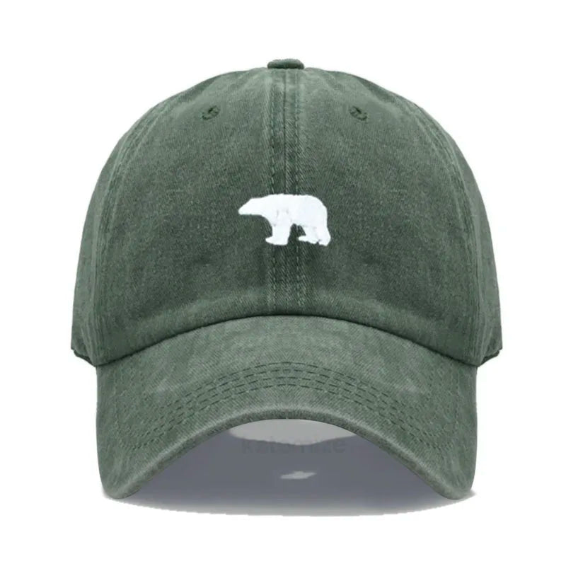 little Bear Embroidery Baseball Cap for Women Men Fashion Adjustable Soft Washed Cotton Dad Hat Unisex Classic Golf Caps