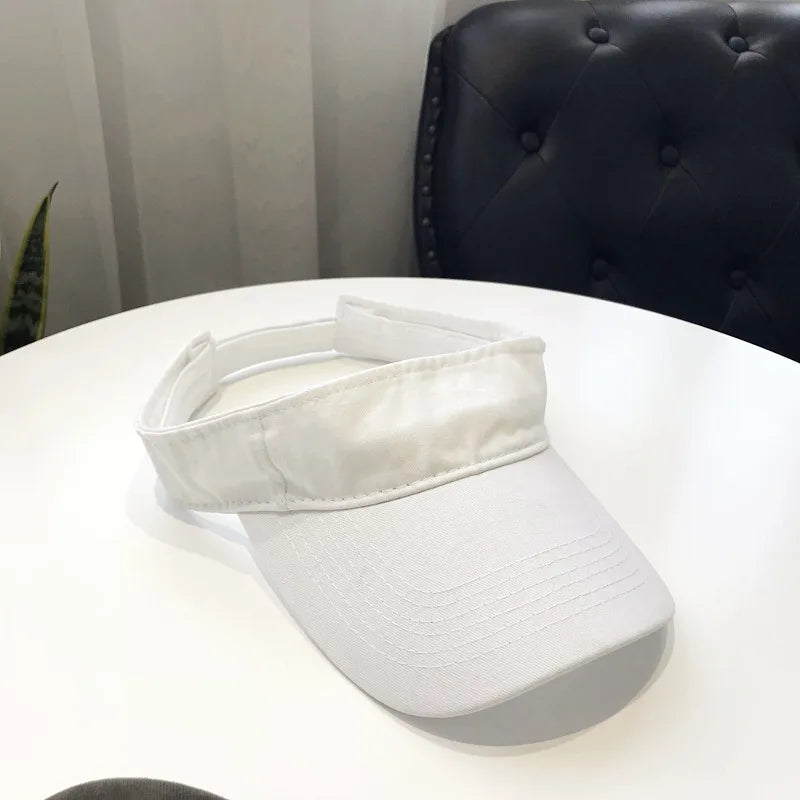 Summer Sun Hats Washed Cotton Empty Top Cap Women Men Sports Travel Beach Hat Solid Color Sunscreen Anti Uv Visor Golf Caps
