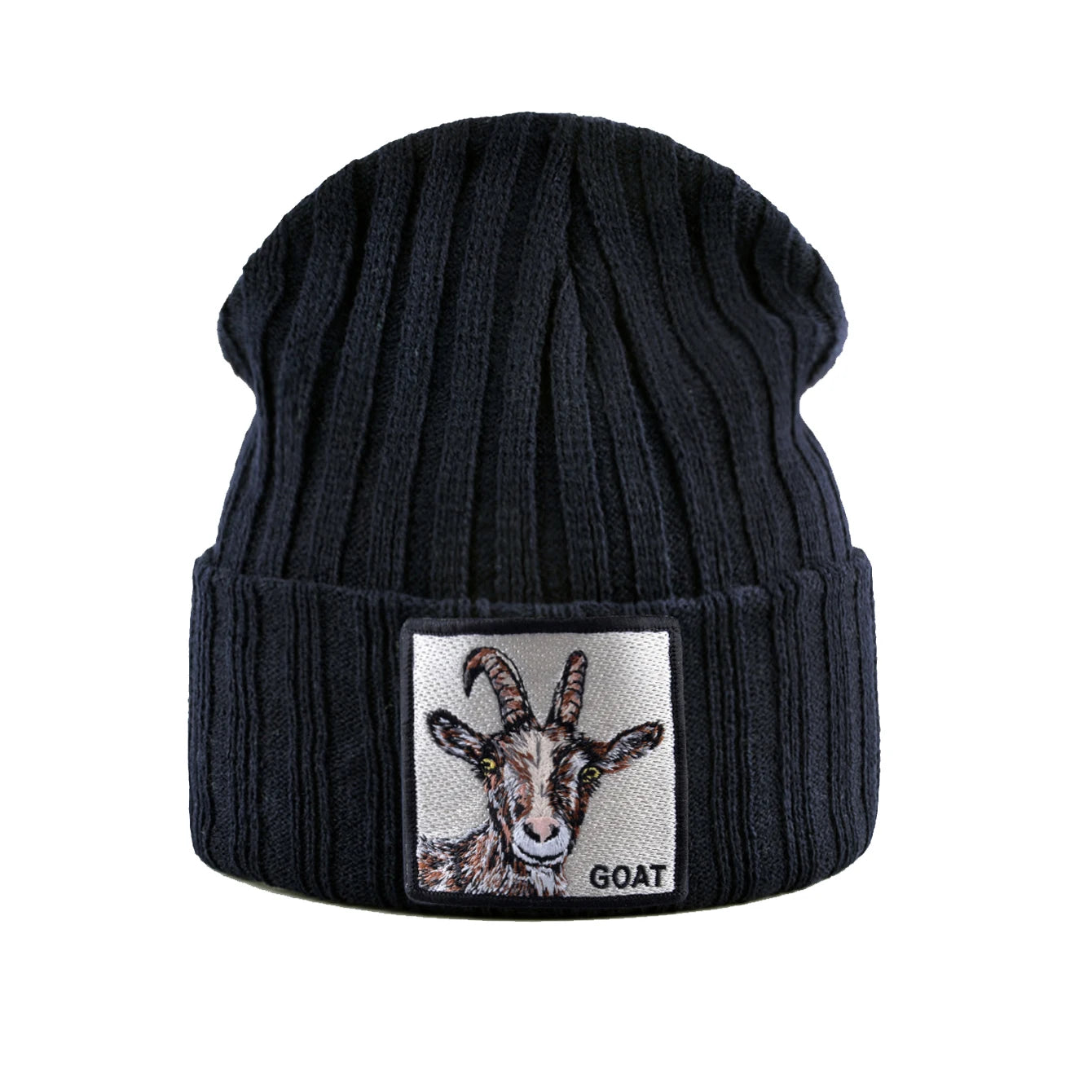 Unisex Black Beanie Hat With Animals Embroidery Patch Knitted Skull Cap For Men Women For Autumn Winter Streetwear Bonnet Hats