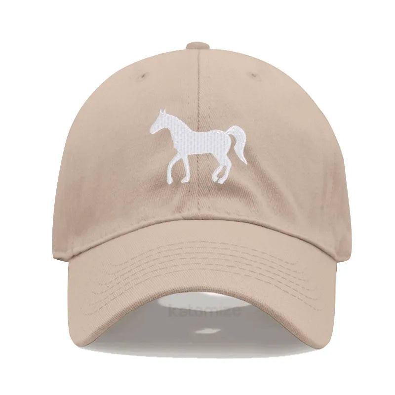Horse Embroidered Baseball Cap for Women Men Fashion Adjustable Washed Cotton Dad Hat Unisex Classic Golf Caps