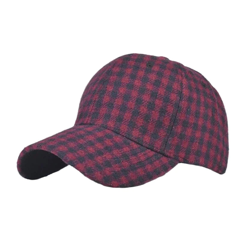 Fall Winter Hat Men's Spring Summer Outdoor Sunscreen Visor Classic Checkered Baseball Cap Hard Top Women's Cap Warm Peaked Cap