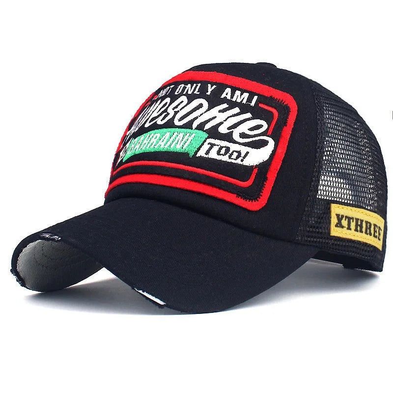 Spring And Summer New Mesh Embroidery Letter Awesome Baseball Cap Women's Baseball Cap Mesh Hat Men's Outdoor Sunscreen Cap