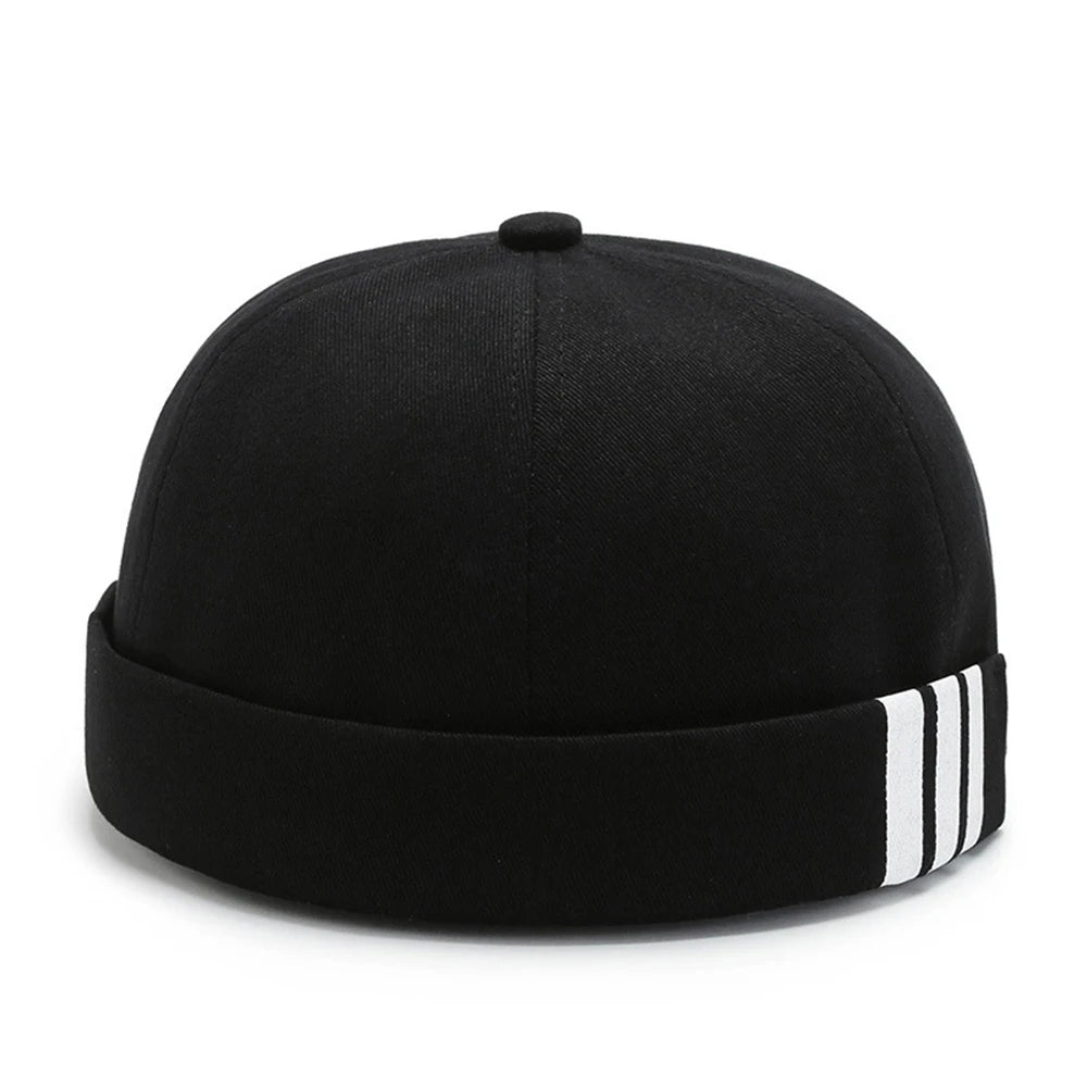 Unisex Brimless Melon Cap – Retro Letter Solid Color Docker Beanie Street Hip Hop Hat