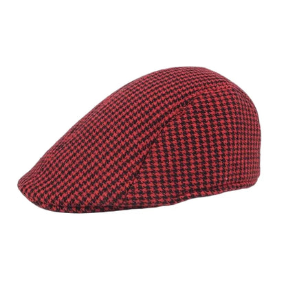 Fall Winter Men Beret Pu Plaid Peaked Forward Cap for The Middle Elderly Men Dad Grandpa Thick Ear Protection Military Hat Beret
