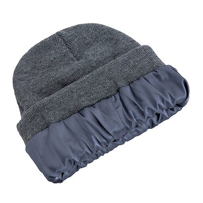 New Style JZML Letter Plush Satin Lined Anti-Static Beanie Hat Autumn&Winter Hats For Men And Women Outdoor Knitted Hats