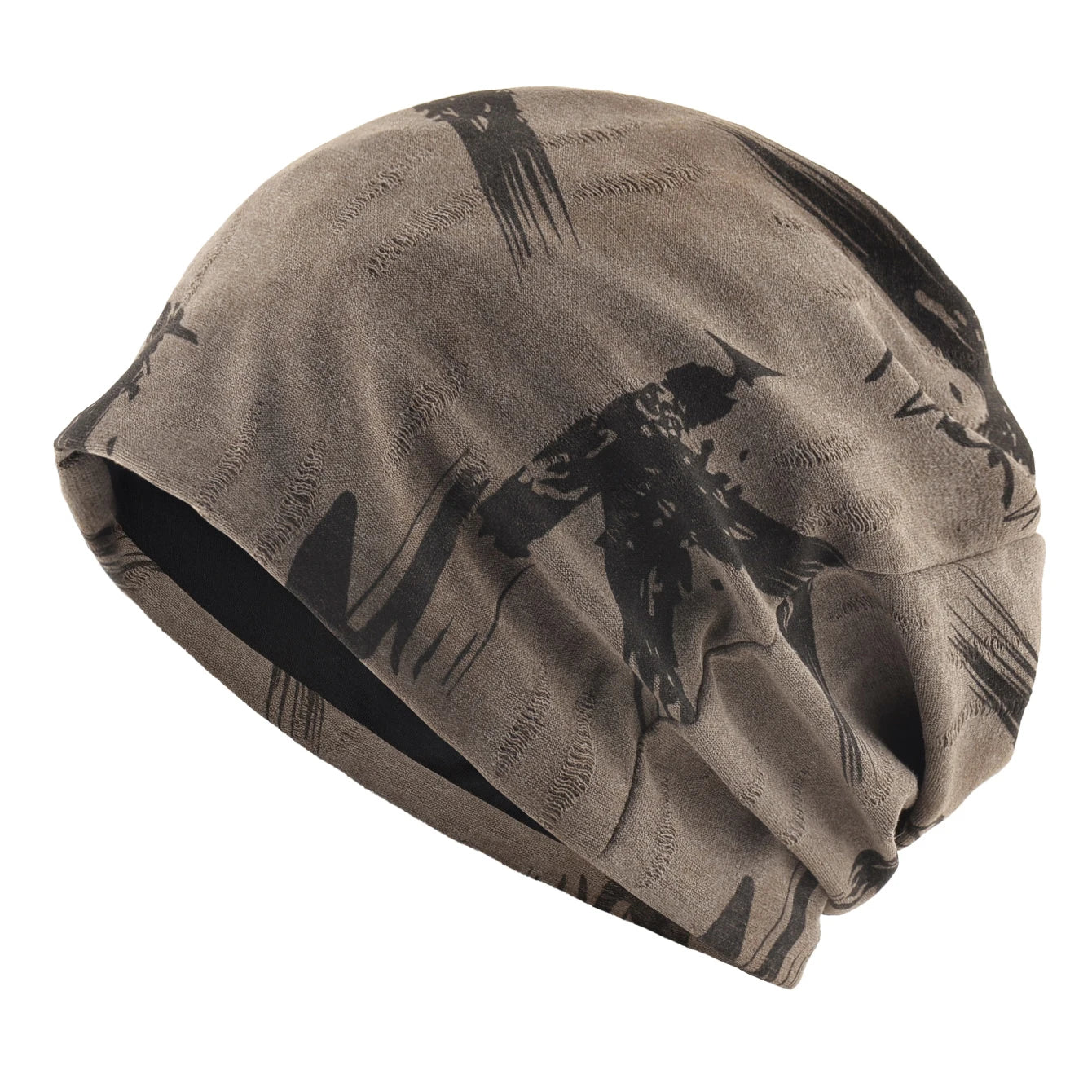 Unisex Chinese-Style Letter-Print Slouchy Beanie Men Women Fashion Loose Style Bonnet Cap Spring Autumn Casual Sport Hats