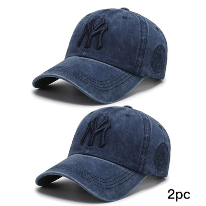 Unisex Washed Distressed Baseball Cap Korean Style Embroidered Casual Sun Hat