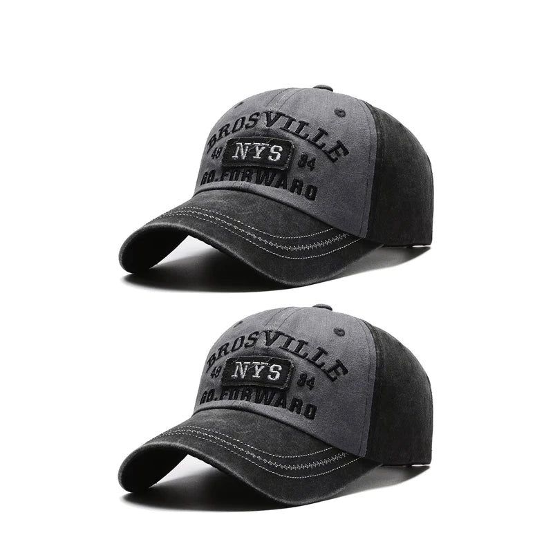 Men’s Washed Embroidered Baseball Cap Curved Brim Casual Adjustable Sun Hat