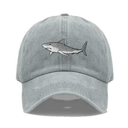 Animal Shark Embroidered Baseball Cap for Women Men Fashion Adjustable Washed Cotton Dad Hat Unisex Classic Golf Caps