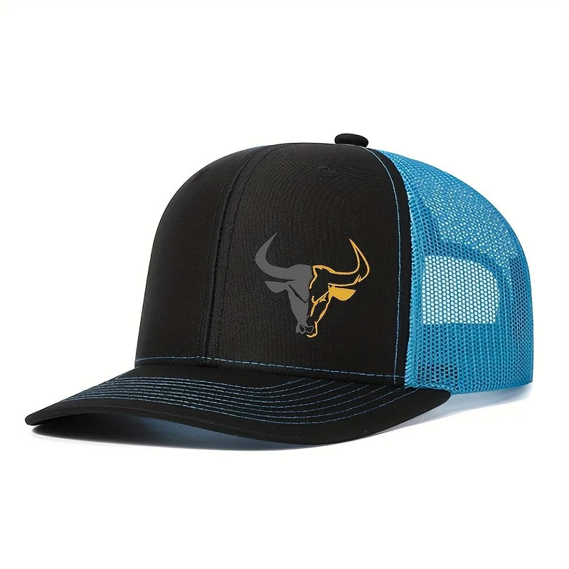 Bull Head Print Breathable Mesh Hats Summer Richardson Truck Driver Hat Men Women Outdoor Baseball Cap Fishing Peaked Caps