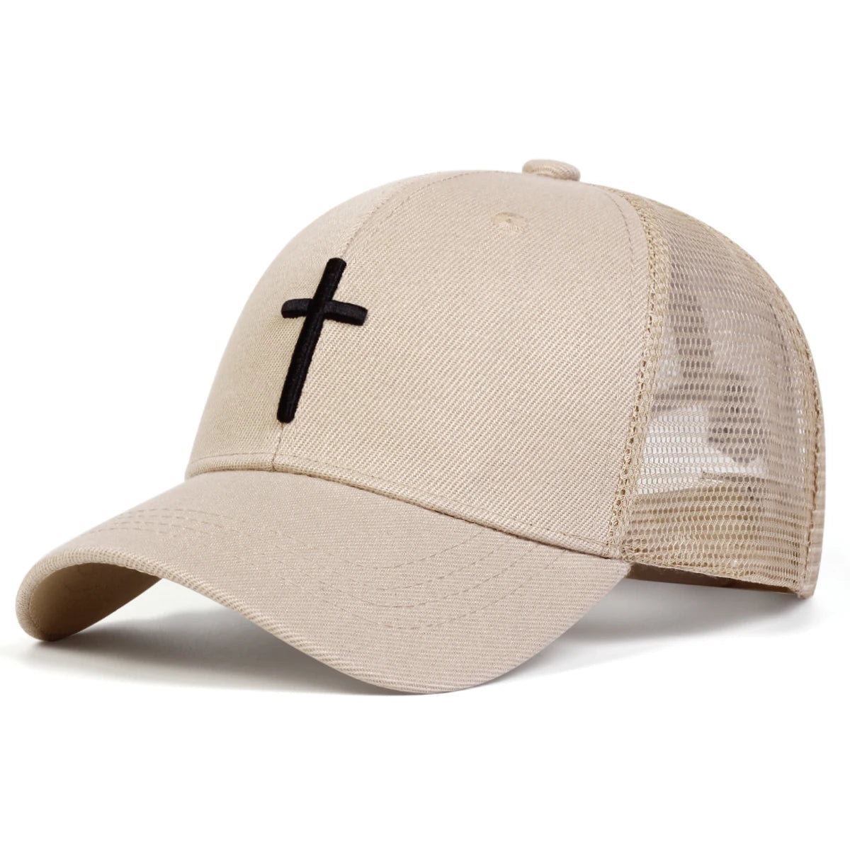Unisex Cross Embroidery Baseball Net Caps Hip Hop Cap Spring Summer Outdoor Adjustable Casual Hats Sunscreen Hat ﻿