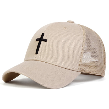 Unisex Cross Embroidery Baseball Net Caps Hip Hop Cap Spring Summer Outdoor Adjustable Casual Hats Sunscreen Hat ﻿