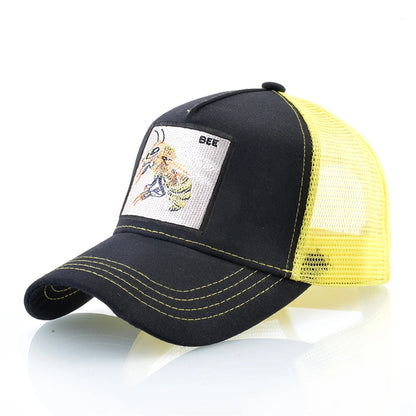 Fashion Unisex Baseball Cap With Embroidery With Bee Patch Men's Snapback Hip Hop Trucker Caps Women Adjustable Sun Visor Hat