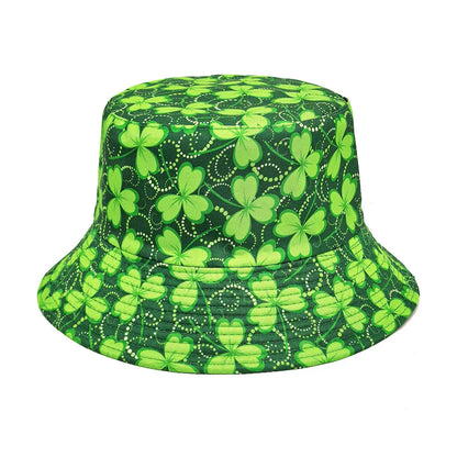 2025 St Patrick's Day Bucket Hat for Women Men Tropical Print Revisible Summer Double Side Sun Hat Green Leaf Panama Beach Cap