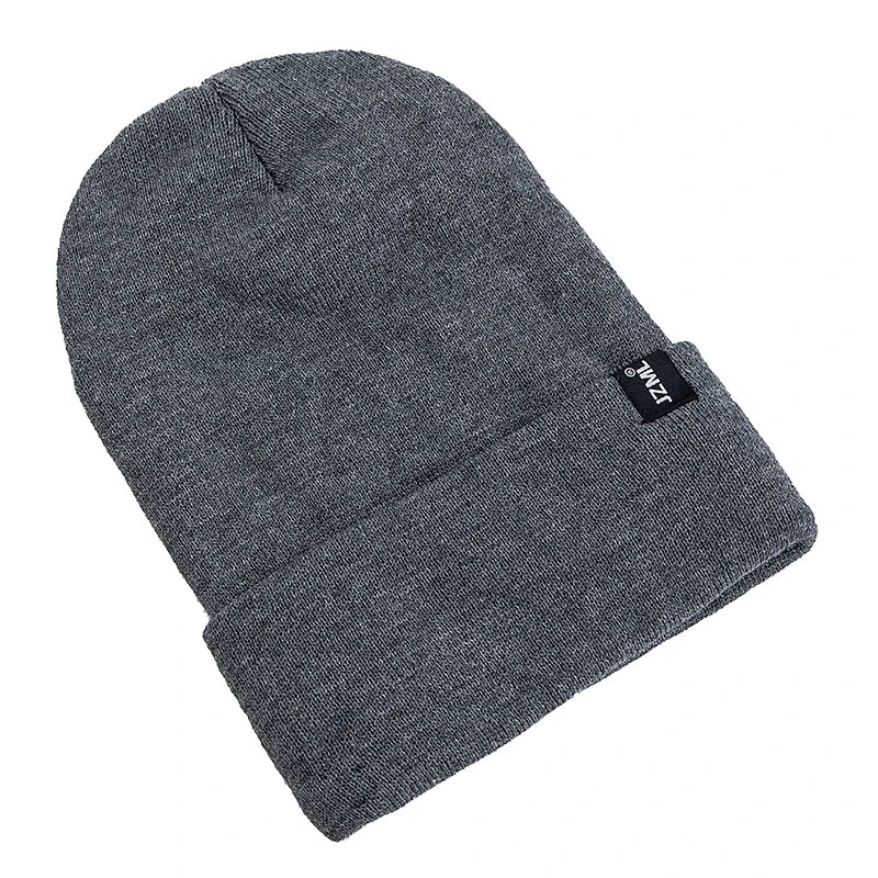 New Style JZML Letter Plush Satin Lined Anti-Static Beanie Hat Autumn&Winter Hats For Men And Women Outdoor Knitted Hats
