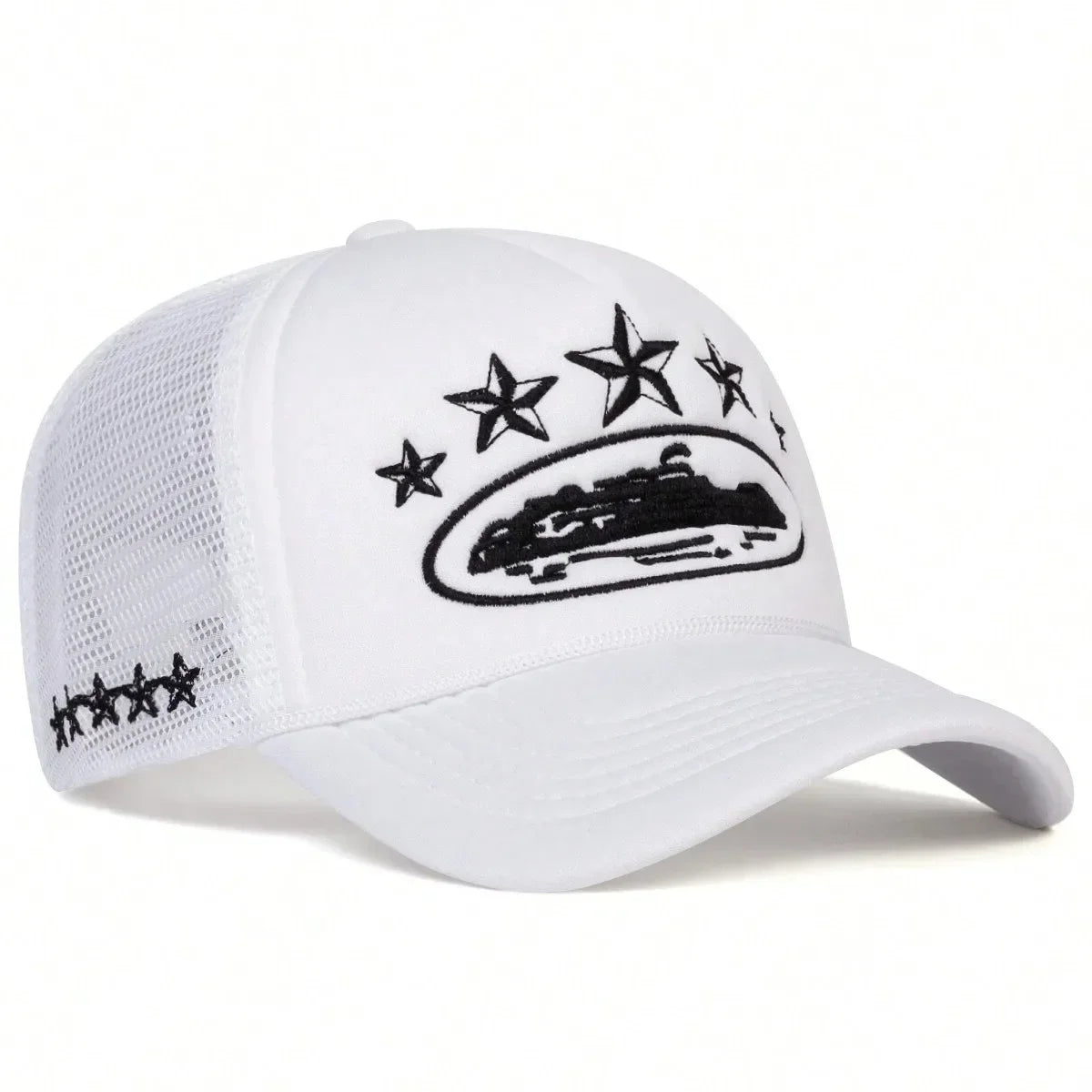 Fashionable Embroidered Baseball Hat Five Star Color blocked Mesh Breathable Summer Duck Tongue Hat Versatile Sunshade Truck Hat