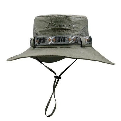 Unisex Breathable Bucket Hat – Wide Brim UV Protection Panama Safari Hiking Mesh Fisherman Sun Cap (Summer Outdoor)