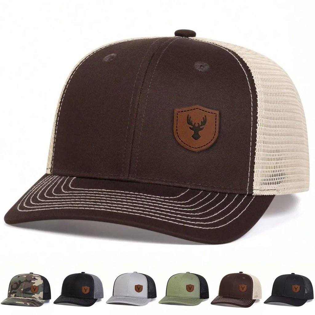 Unisex Deer Antlers Leather Label Baseball Net Caps Spring and Summer Outdoor Adjustable Casual Hats Hip Hop Hat Sunscreen Hat