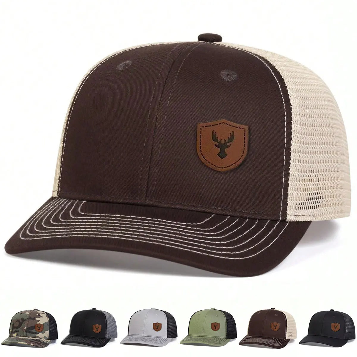 Unisex Deer Antlers Leather Label Baseball Net Caps Spring and Summer Outdoor Adjustable Casual Hats Hip Hop Hat Sunscreen Hat