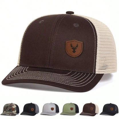 Unisex Deer Antlers Leather Label Baseball Net Caps Spring and Summer Outdoor Adjustable Casual Hats Hip Hop Hat Sunscreen Hat