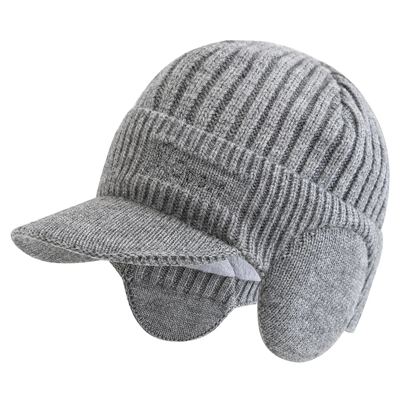 New Unisex Winter Hat Plush Fur Lined Warm Earflap Cap Stylish Beanie Hat For Men Women Outdoor Thicken Ski Sports Knitted Hat