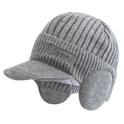 New Unisex Winter Hat Plush Fur Lined Warm Earflap Cap Stylish Beanie Hat For Men Women Outdoor Thicken Ski Sports Knitted Hat