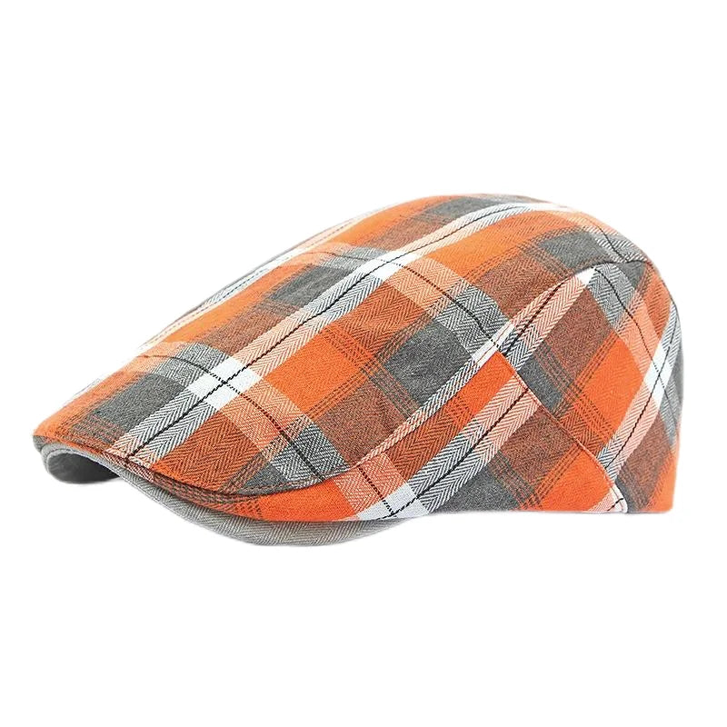 Spring Summer Dopamine Plaid Beret Duck Tongue Forward Hat British Style Visor Summer Hats for Women Men Sun Hats Dad's Hat Gift