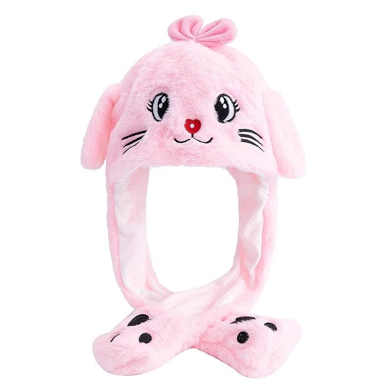 Hot Sale Unisex Funny Ear Hat Cow Animal Style Cute Ear Moving Up Cap Men Women Girls Rabbits Ears Plush Winter Lovely Hat ﻿