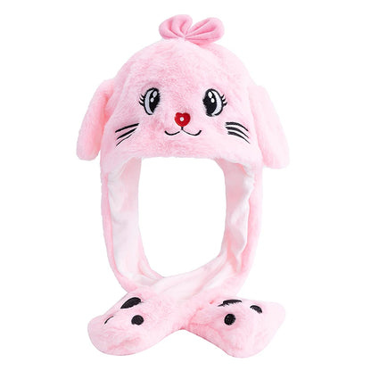 Hot Sale Unisex Funny Ear Hat Cow Animal Style Cute Ear Moving Up Cap Men Women Girls Rabbits Ears Plush Winter Lovely Hat ﻿