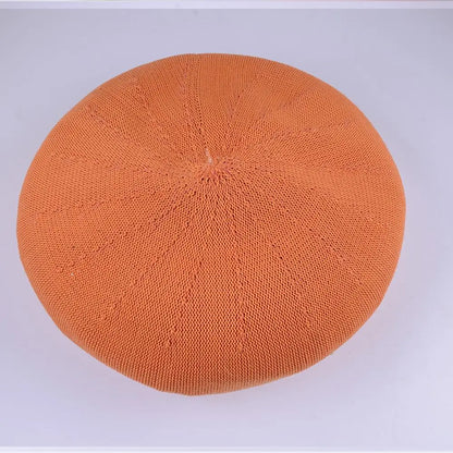 Beret Hat Women Spring Summer Hats For Women Retro Knitted Painter Cap Casual Trendy Design Solid Breathable Thin Cap Female New