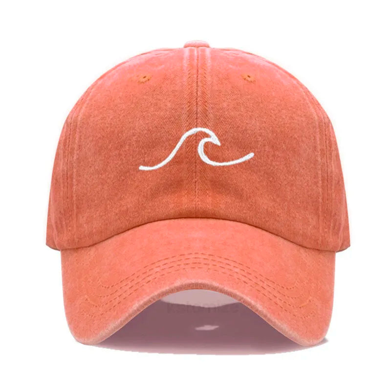 Men's Baseball Cap Women's Washed Cotton Waves Embroidery Embroidery Dad Hat Sport Golf Caps For Man Sun Hats Dropshipping