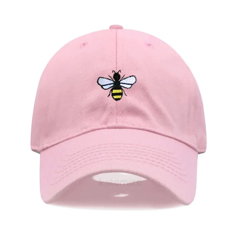 Washed Cotton Honeybee Embroidery Baseball Caps for Men Women Dad Hat Adjustable Snapback Cap Wholesale Dropshipping