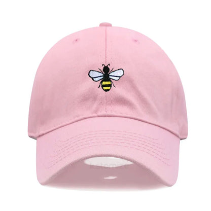 Washed Cotton Honeybee Embroidery Baseball Caps for Men Women Dad Hat Adjustable Snapback Cap Wholesale Dropshipping