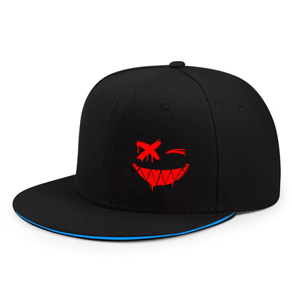 Red XX Smiling Face Print Baseball Caps Men And Women Hip-hop Outdoor Adjustable Casual Sunscreen Sun Hat Streetwear